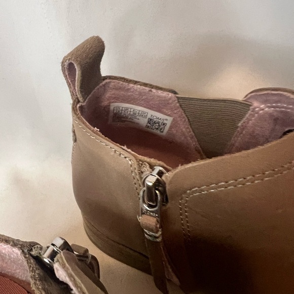 Tom’s Leather Reese Cap Toe Boot Beige Size 7.5 - Picture 3 of 8